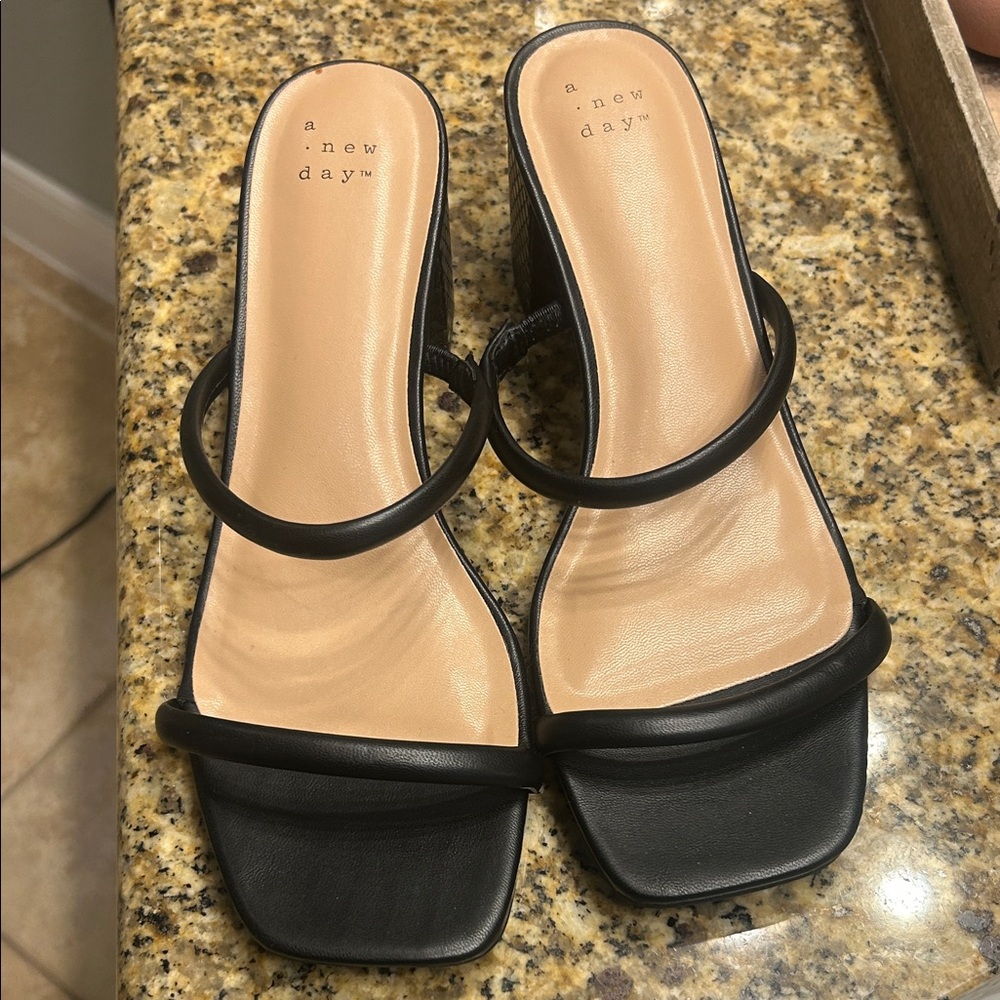 A New Day Black Strappy Sandals